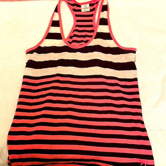 PINK tank top with racer back. Size s. Pink/black and white. - Picture 1 of 7
